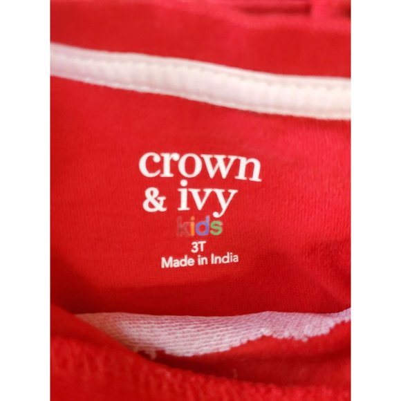 Crown & Ivy Kids 3T Heritage Buck Embroidered Long Sleeve Red Shirt - Picture 3 of 3